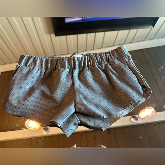 Samantha Eng Laser Cut Leather Low Waist Micro Mini Shorts XS GREY - Picture 1 of 4